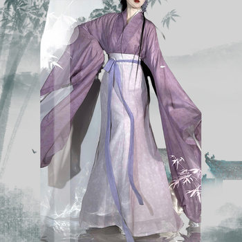 New Hanfu Women's Wei Jin Style Purple Big Sleeve Shirt Wide Sleeve North and South Dynasties Skirt Ru Eight Broken Skirt National Style Ancient Dress Spring and Summer