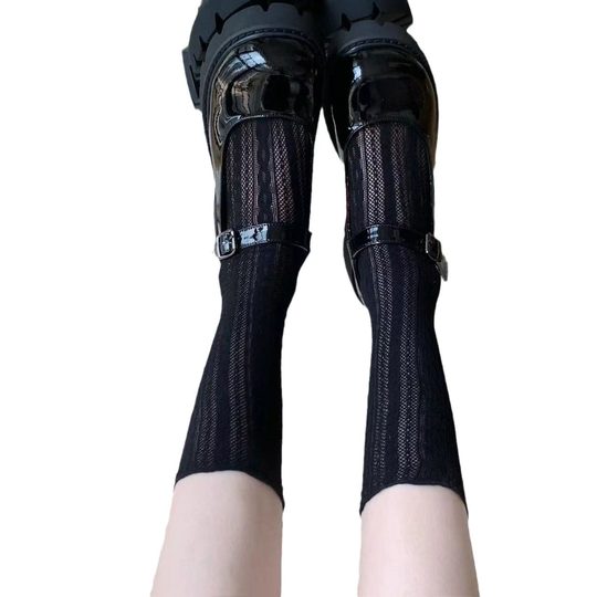 Japanese style Lolita socks women's ultra-thin mesh breathable short mid-calf pile socks women's summer solid color simple all-match