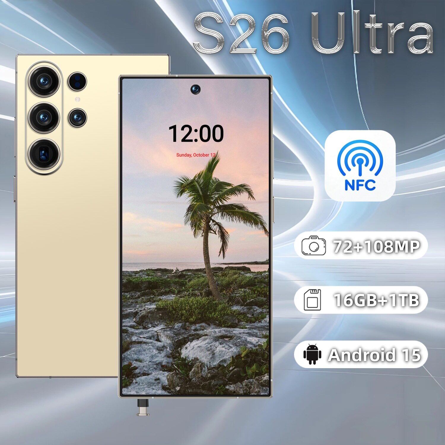 GUGO跨境智能手机S26 Ultra一体机NFC功能安卓手机真4G 6.9寸八核