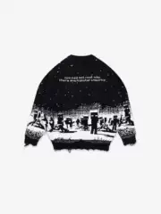 American Trendy Brand Cross-Border Fashion Men's and Women's Retro Ripped Raw Edge Casual Loose Long-Sleeved Sweater