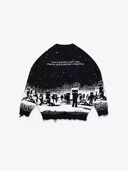 American Trendy Brand Cross-Border Fashion Men's and Women's Retro Ripped Raw Edge Casual Loose Long-Sleeved Sweater