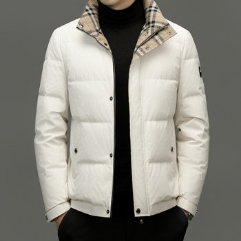 Men's High-end 90 White Duck Down Short Collar Down Jacket 2024 Winter New Business Casual Warm Jacket for Men