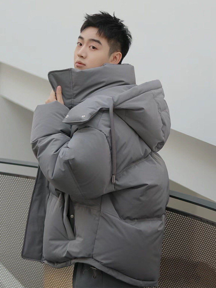 Non-diamond velvet high fluffy genuine down jacket men's and women's same 450g 90 white duck down thickened hooded coat winter clothing