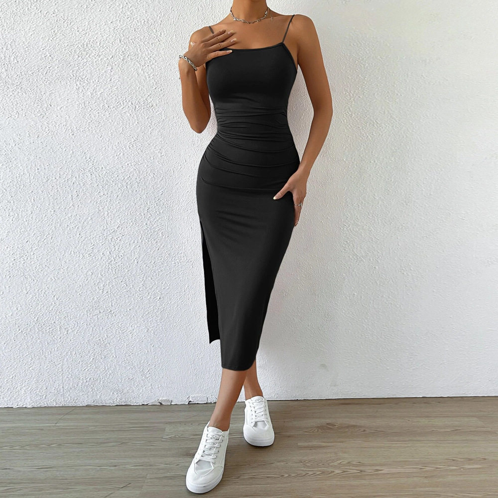 Womens Spring Fashion Sexy Backless Slit Design Bodycon Midi Dress Elegant Evening Wear Wholesale Available