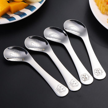 304 stainless steel baby learning to eat training spoon children's crooked mouth elbow training spoon creative cartoon baby spoon