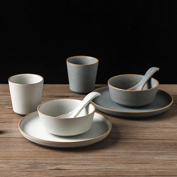 Japanese tableware suit bowl spoon cup bone plate creative hot pot restaurant special retro restaurant commercial hotel wholesale