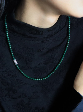 新中式时尚简约玛瑙串珠项链女轻奢小众复古设计手串长款毛衣链