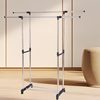 Stainless Steel Double-Pole Adjustable Floor-Standing Clothes Drying Rack, Telescopic Clothes Rack, Mobile Storage Rack, Double-Pole Clothes Drying Rack