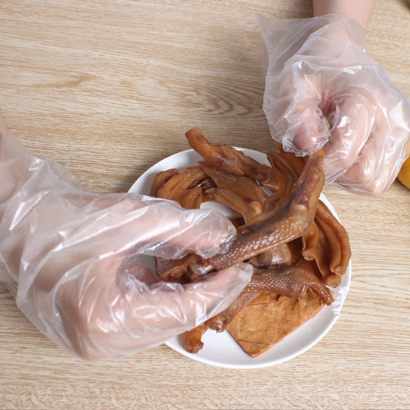 Disposable Gloves Catering Food Household Transparent Pe Plastic Thin Kitchen Gloves Edible Sanitary Gloves Wholesale