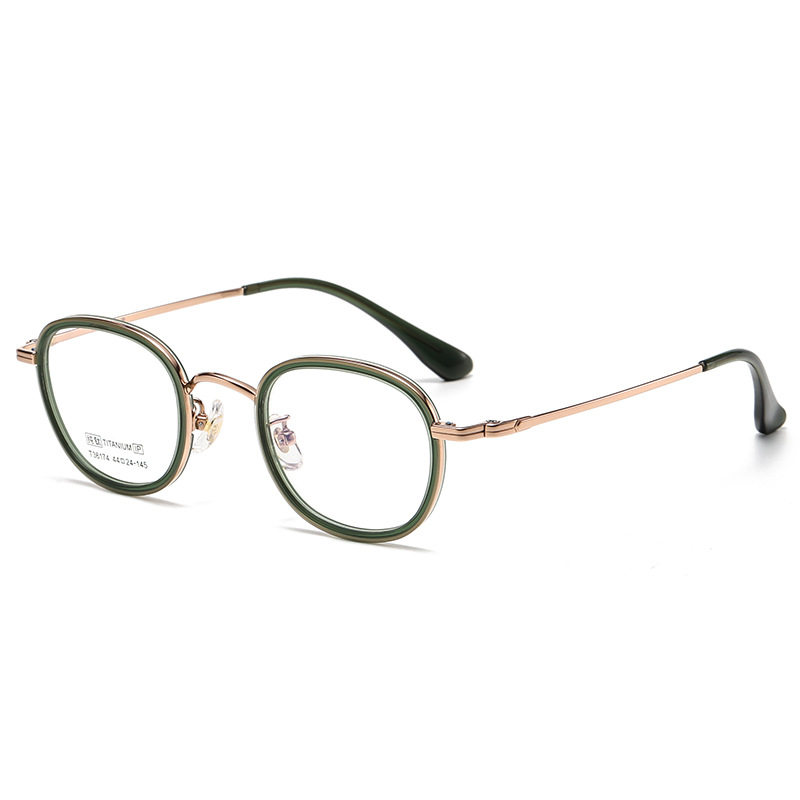 New Ins High-Looking Small Frame for Women, Fashionable and Compact Gold Glue Pure Titanium Oval Frame Factory Direct Sales