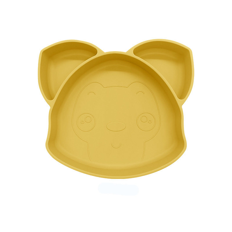 New Baby Dinner Plate Baby Sucker Drop-Resistant Children's Split Plate Supplementary Bowl Cute Fox Silicone Children's Tableware