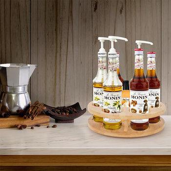 Customized Bamboo Storage Rack Kitchen Countertop Dining Table Seasoning Bottle Wooden Rotatable Storage Rack Countertop Storage Rack