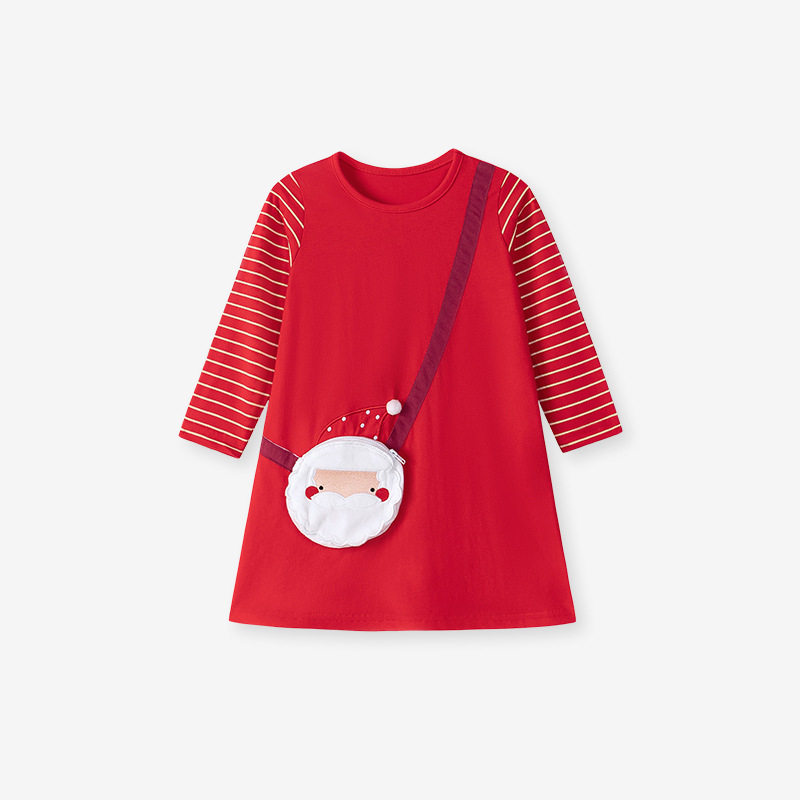 Christmas Style Girls' Dress, Long-sleeve Cotton Kids' Dress for Autumn