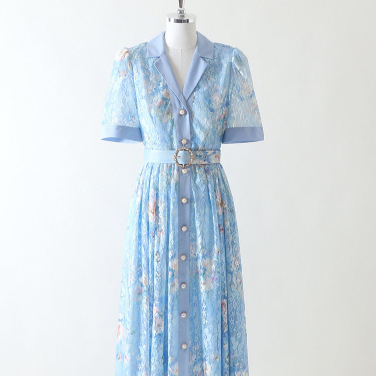 Vintage Lace Pink Dress with Suit Collar Short Sleeve Plus Size French Style Elegant Occasion Wear Wholesale