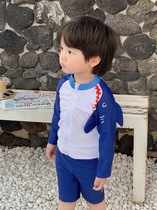 New Children Swimsuit Boy Shark Cartoon Baby Swimsuit Pants Parted Long Sleeves Mid-Boy Speed Dry Suit Tide