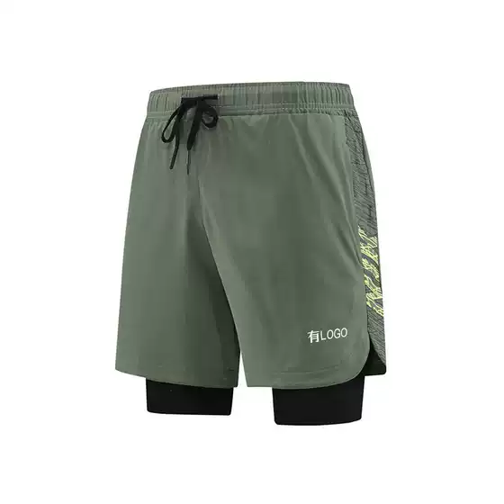 Brand in stock Ice Silk Sports Track and Field Pants Men's Summer Loose Breathable Anti-running Basketball Trendy Three-part Pants with Liner