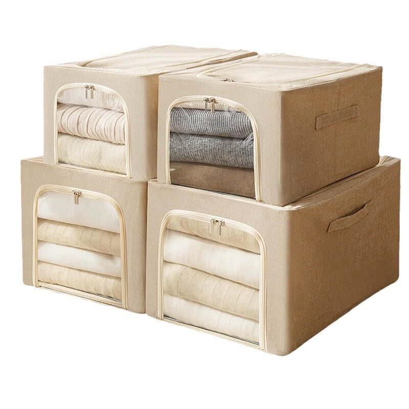 Cotton and Linen Window Opening Steel Frame Box Window Storage Box Fabric Household Foldable Clothes and Pants Finishing Baines Box
