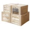 Cotton and Linen Window Opening Steel Frame Box Window Storage Box Fabric Household Foldable Clothes and Pants Finishing Baines Box