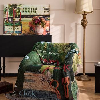 New Ins Style Multifunctional Thread Blanket Camping Style Bedroom Living Room Cotton Thread Blanket Sofa Cushion Blanket Decorative Sofa Cover