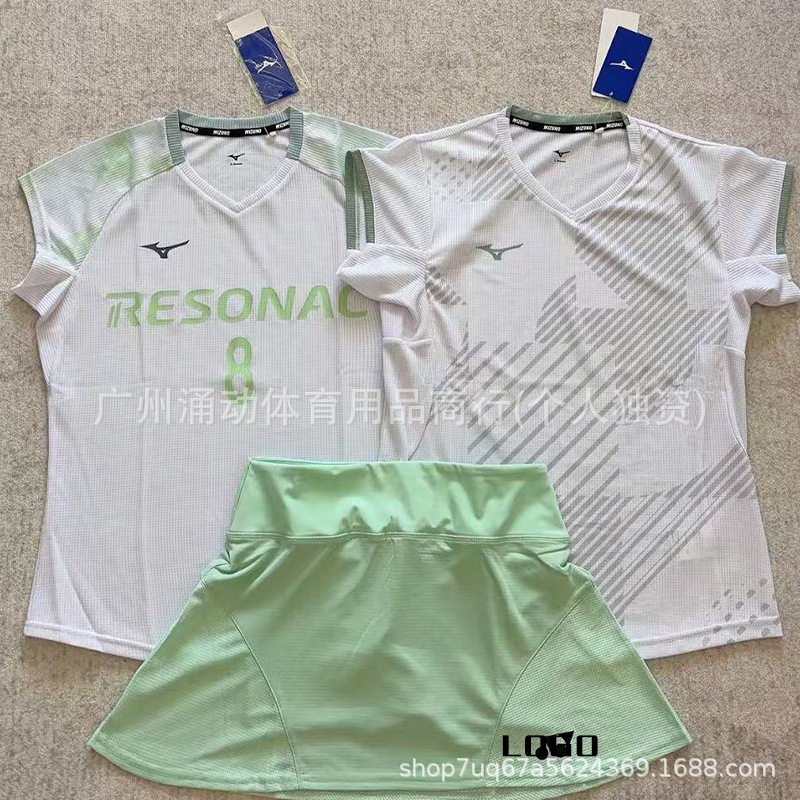 เสื้อแบดมินตันแขนสั้นสำหรับผู้หญิง Mizuno สำหรับการแข่งขันและการฝึกซ้อม แห้งเร็ว ระบายอากาศได้ดี ซื้อเป็นกลุ่ม