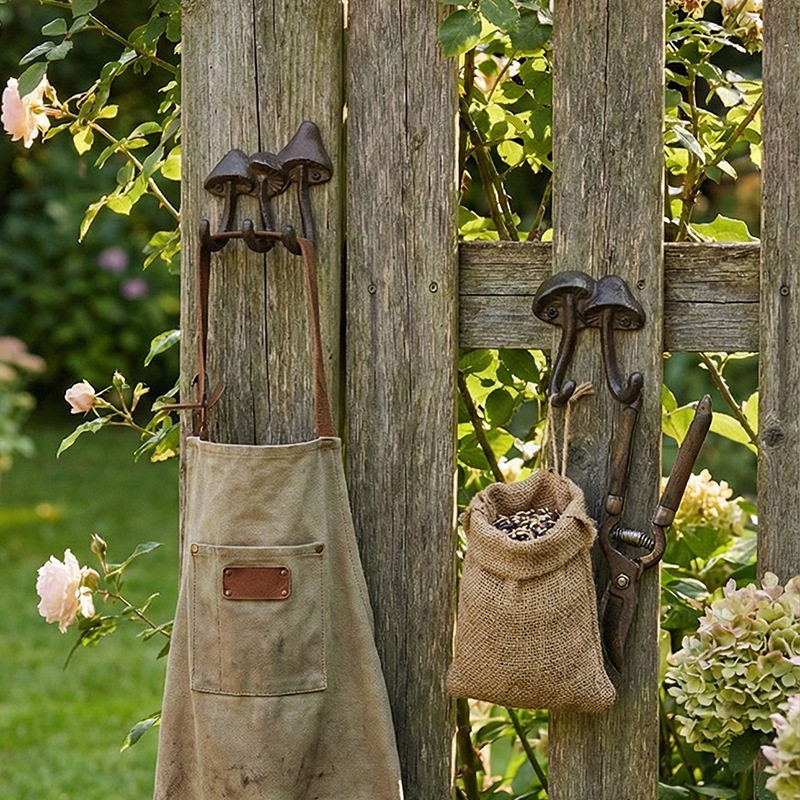Cross-border European Classical Cast Iron Mushroom Pastoral Coat Hood Hook Key Home Accessories Creative Home Decoration