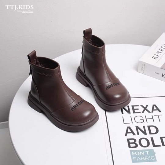 Girls Boots 2025 New Autumn and Winter Kidsren's Boots Girls Waterproof Baby Short Boots Soft Sole Leather Boots Princess Boots