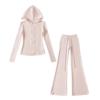 Autumn New Fleece Slim-Fit Zip-Up Hooded Sweatshirt Cardigan Casual Slimming Flared Pants Sports Suit