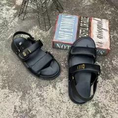Summer New Style European and American Genuine Leather 2024Dr Letter Velcro Thick-Soled Height-Increasing Sandals, Fashionable, Comfortable and Versatile