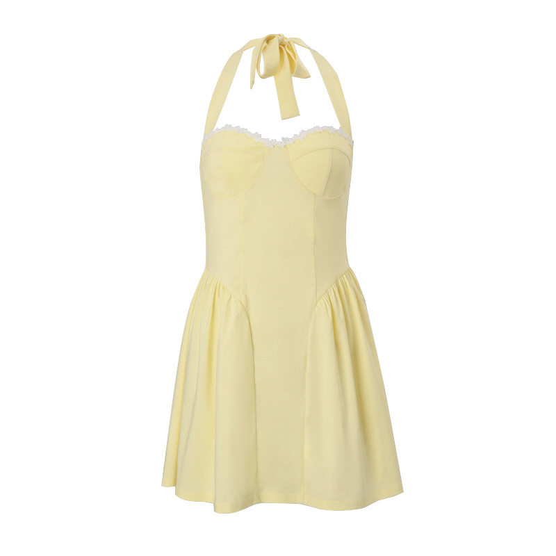 Summer Womens Dress Fashionable Sexy Square Neck Backless Waist Defined Casual or Evening Wear Wholesale