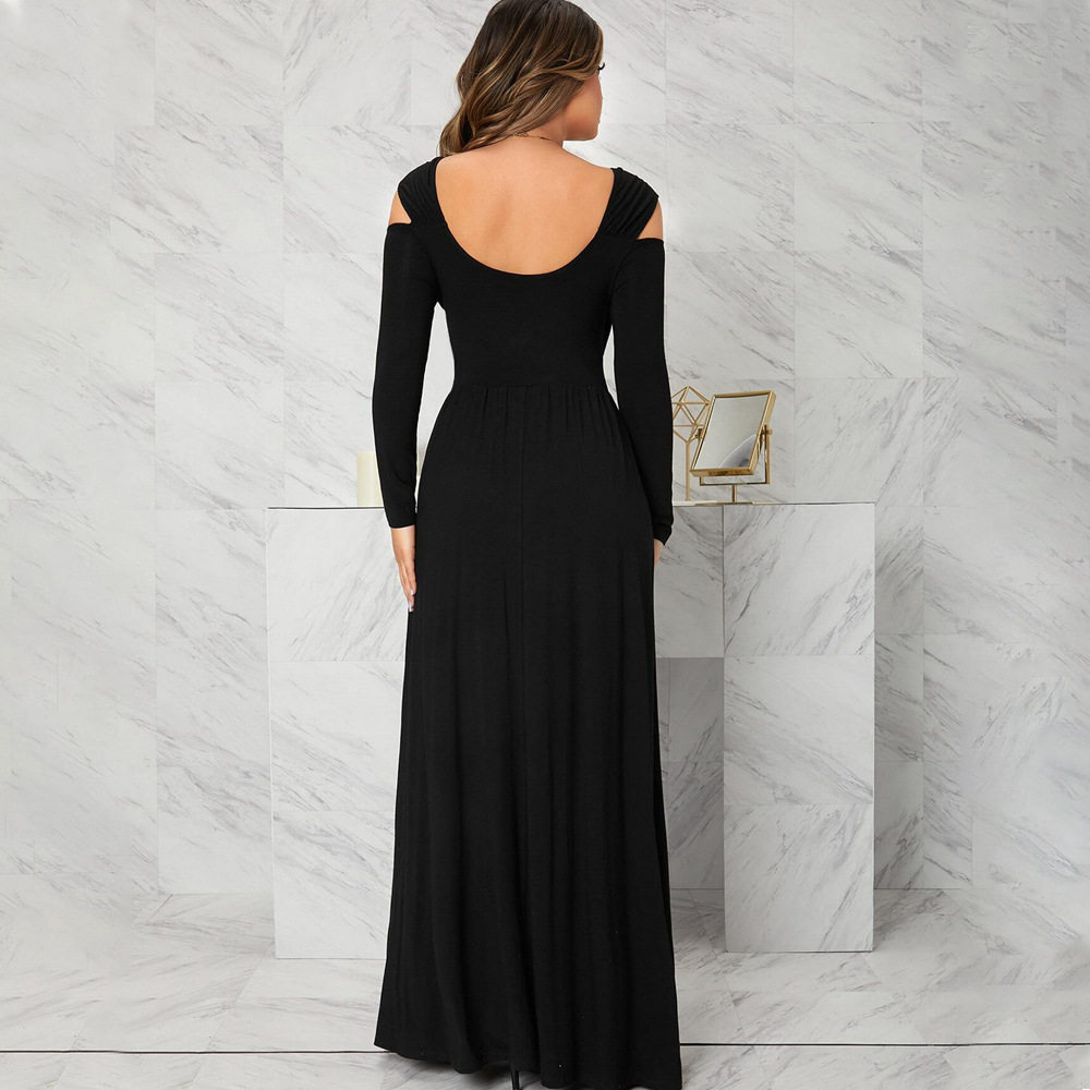Chic V Neck Long Dress Elegant Split Design Lightweight Fabric Spring Summer Womens Fashion Wholesale Available