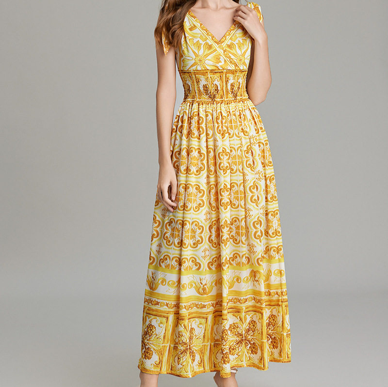 Summer Floral Maxi Dress for Women Elegant Design Slimming Fit Adjustable Straps Perfect for Vacations and Casual