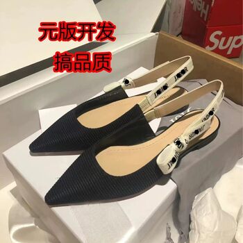 2025 spring and autumn new high heels d shoes embroidered letters bow leather sandals kitten heel women
