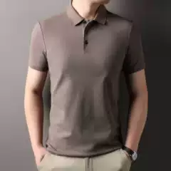 High-End Pure Cotton Short-Sleeved T-Shirt Men's Lapel Half-Sleeved Tops 2024 Summer New Business Casual T-Shirt Trend