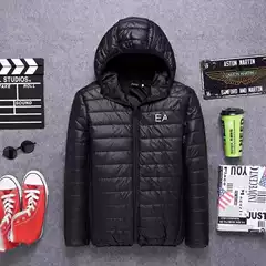 2024 Factory Direct Sales Cross-Border Autumn and Winter Printed Casual Men's Large Size Cotton Clothing Hooded Middle-Aged and Young People's Fit Cotton Clothing