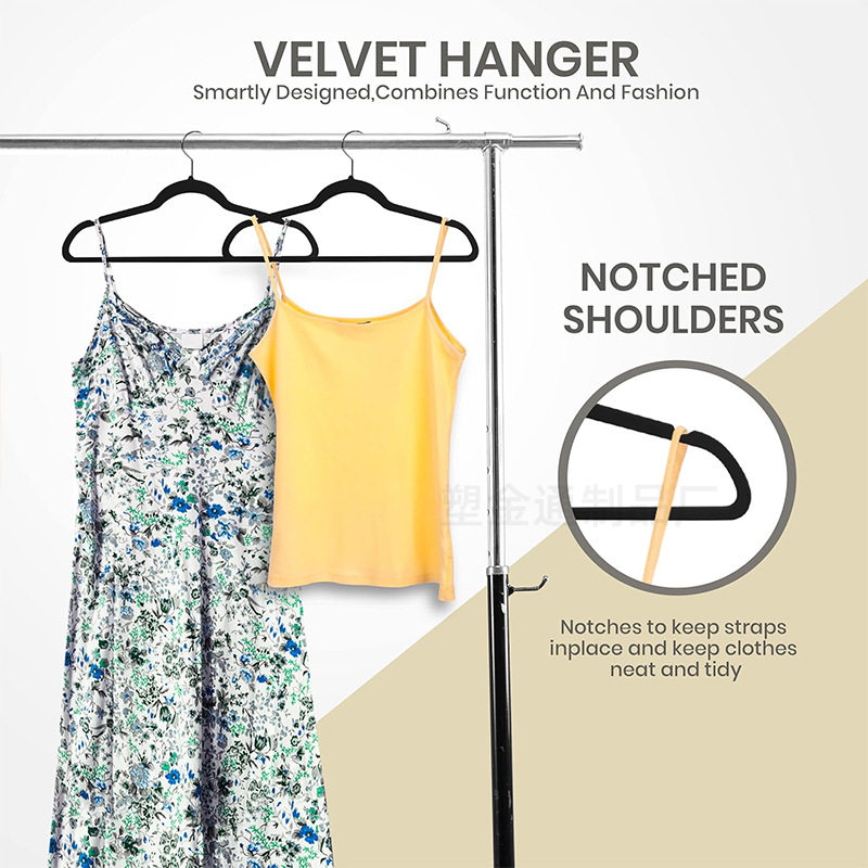Cross-border Velvet Anti-slip Hanger Household Seamless Hanging Clothes Flocking Clothes Support Finisher Clothing Store Special Clothes Hanging