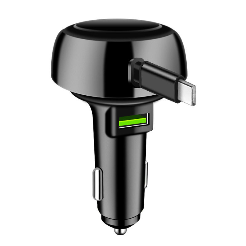 New multi-function car charger 66W super fast charging 2-in -1 car charger with telescopic cable cross-border manufacturers