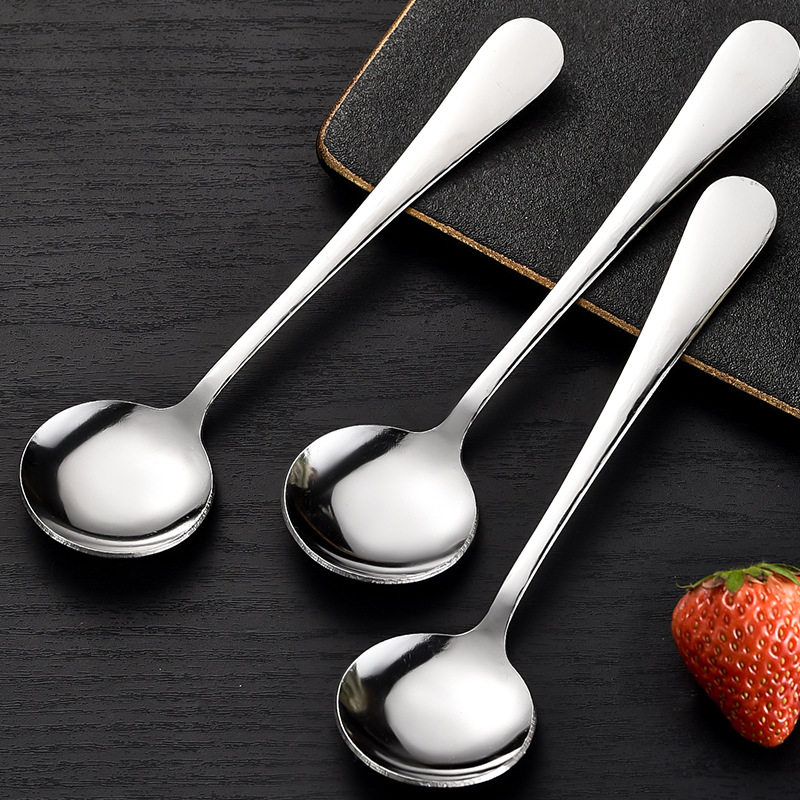 Internet celebrity spoon No. 3 round spoon golden lotus root starch spoon household Restaurant School student thickened stainless steel spoon spoon spoon spoon
