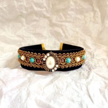 Xz [513 People Collected] Cat Collar Noble Velvet Gemstone Pet Pearl Necklace Photo Jewelry Abi