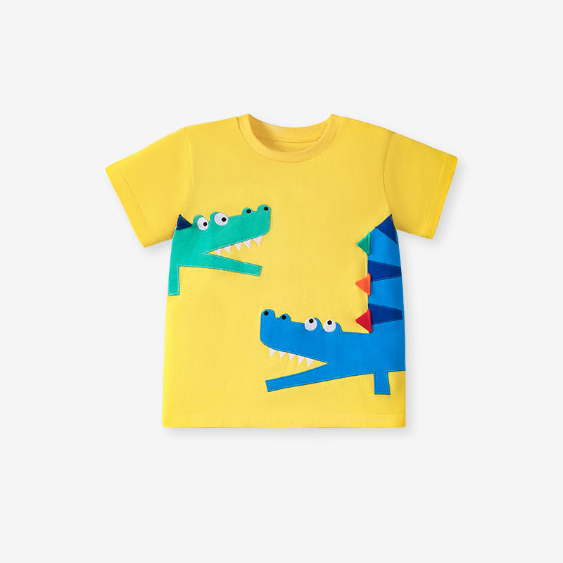 New Summer Kids' Clothing, Cartoon Boys' Set, Cotton Applique Kids' 2-piece Outfit