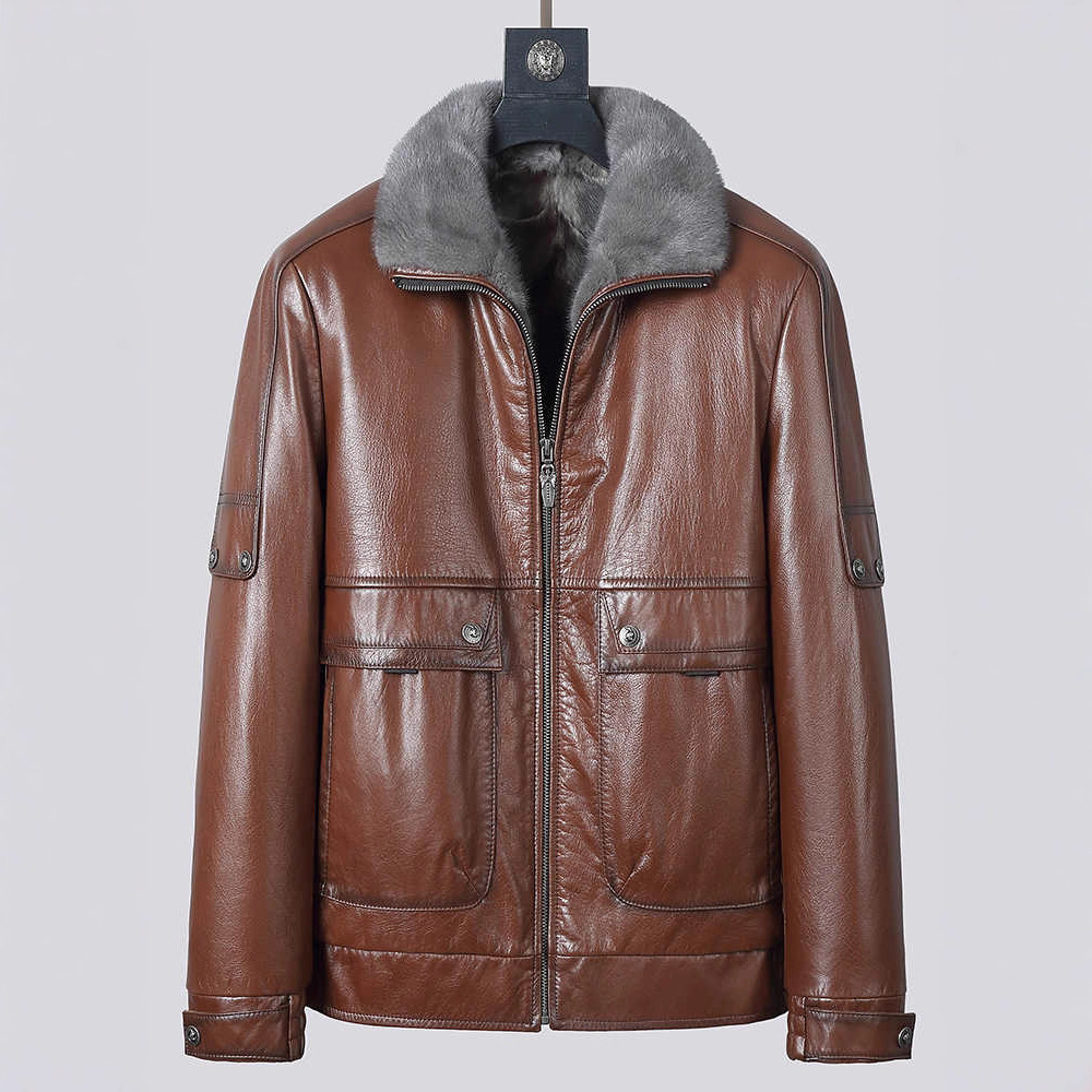 Áo Khoác Nam Chất Liệu Da Bò Dày Ấm Hàng Mùa Xuân Thu Đông