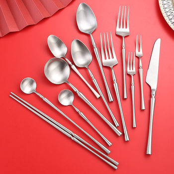 Cross-border Amazon 304 stainless steel knife, fork, steak, fork, spoon, small waist Western tableware series suit