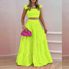 2026 Spring New European and American Cross-Border Women's Clothing Solid Color Fashion Sexy Ruffle Strap Flared Skirt Fashion Set for Women