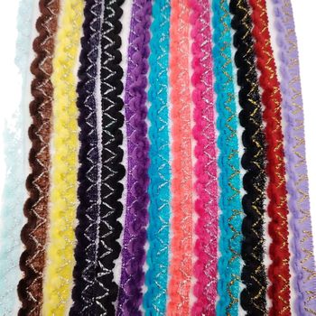 1.5cm Plush Lace Elastic Wavy Gold and Silver Edge Glass Silk Wool Exquisite Small Fragrance DIY Decorative Accessories