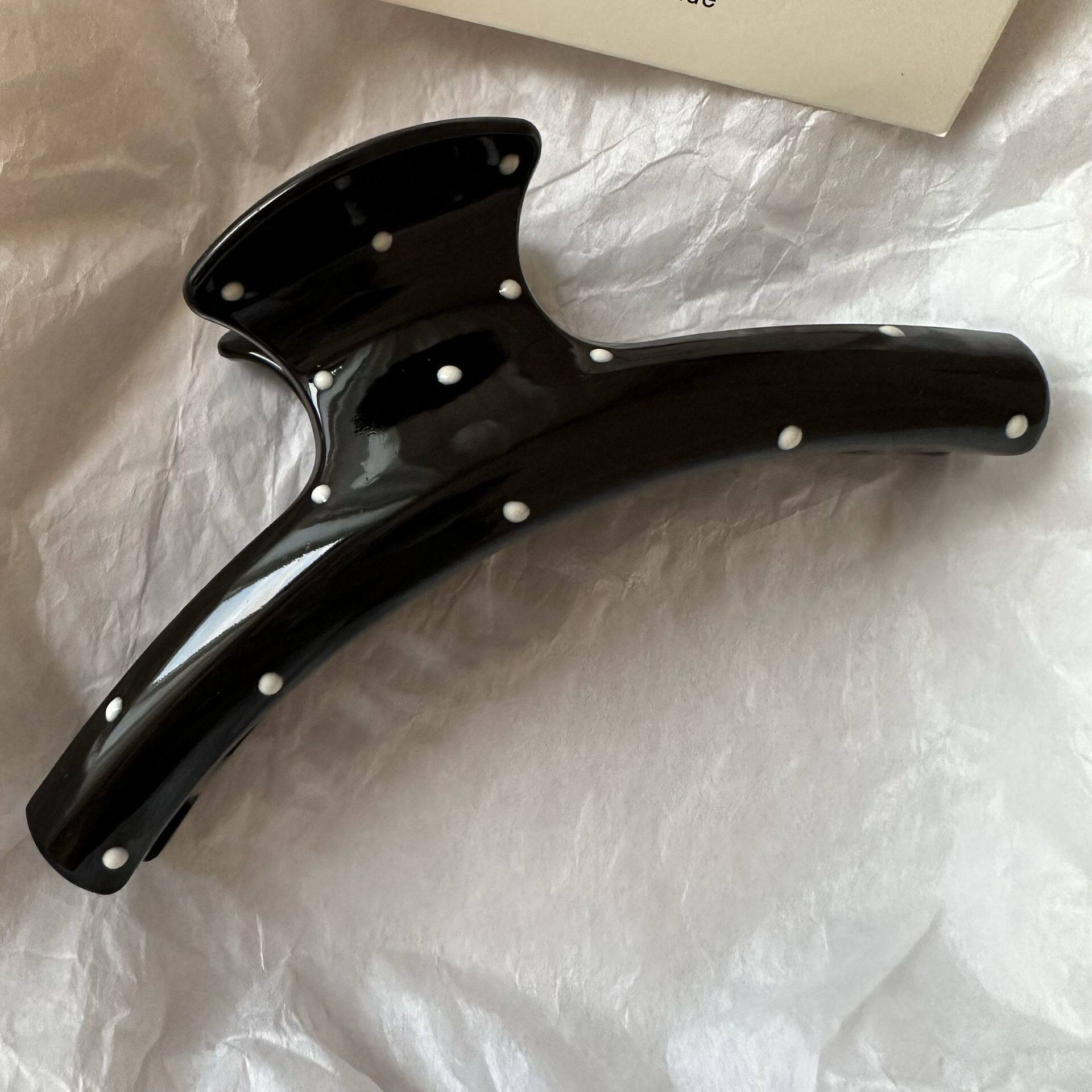 爆款小众高颜值波点鸡蛋花抓夹简约气质后脑勺半扎发夹子发抓发饰