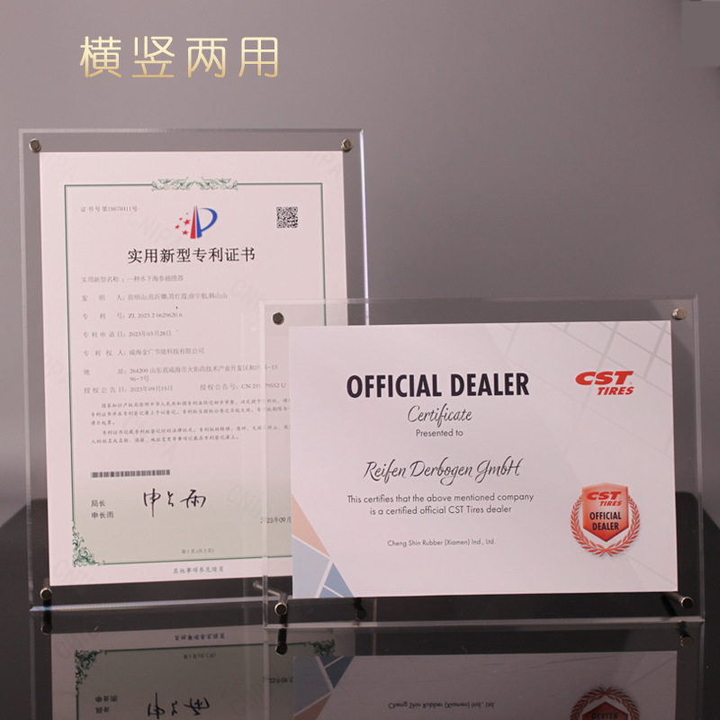 Transparent Acrylic A4 Certificate Frame a3 Business License Copy Frame 8K Picture Frame Pendant Wall Display Frame