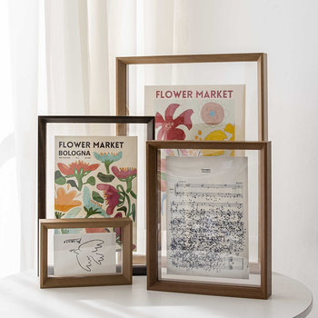 Double-Sided Transparent Photo Frame A4 Tabletop Display Frame Wooden 8-Inch 6 Specimen Embossed A3 Acrylic Picture Frame Wall-Mounted
