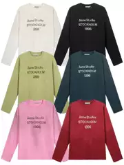 Trendy Brand Ac1996 Washed and Distressed Letter Print High Street Long-Sleeve Loose-Fitting Unisex Couple Cross-Border T-Shirt