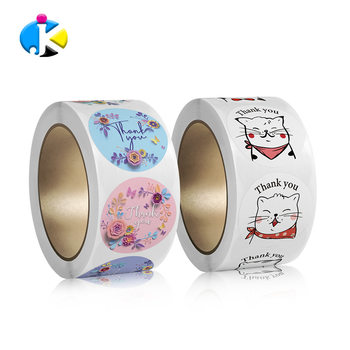 Spot wholesale round sealing stickers Thank You stickers flower pattern baking labels gift handmade crafts stickers