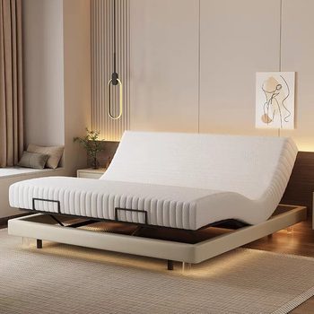 Modern Simple Multifunctional Electric Smart Bedside Suspension Bed Master Bedroom Double Liftable Fully Automatic Bed Frame