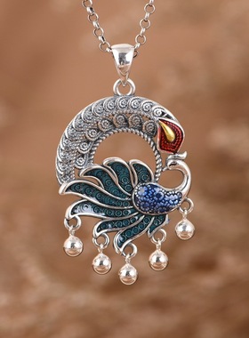 珐琅彩吊坠耳饰凤凰流苏女士套装